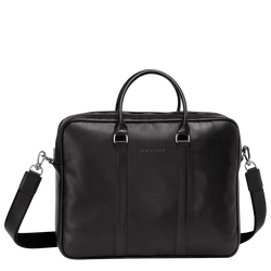 Le Foulonné M Briefcase , Black - Leather