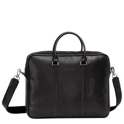 Le Foulonné M Briefcase , Black - Leather