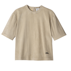 Korte leren top , Linen - Leder