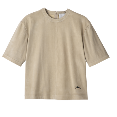 null Top corto de piel, Beige