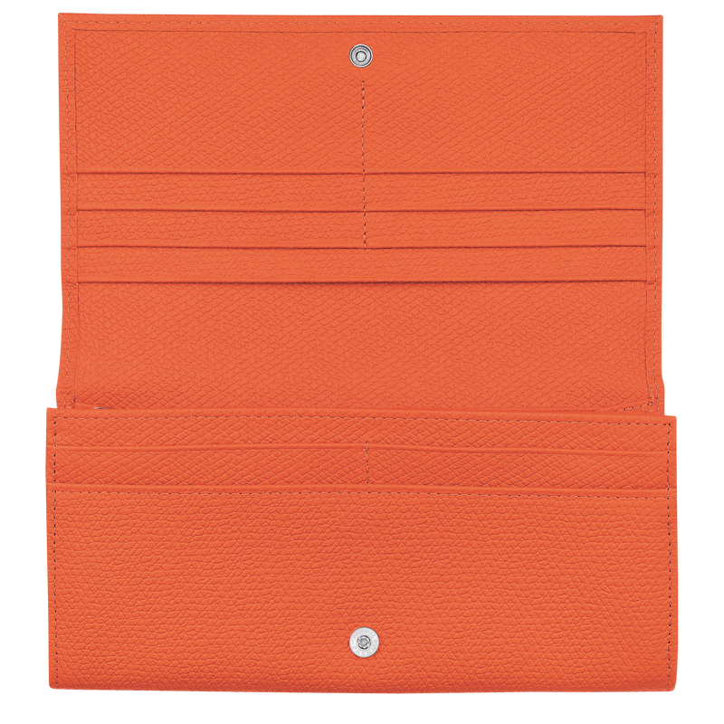 Lange Geldbörse mit Überschlag Roseau , Leder - Orange  - Ansicht 3 von 4