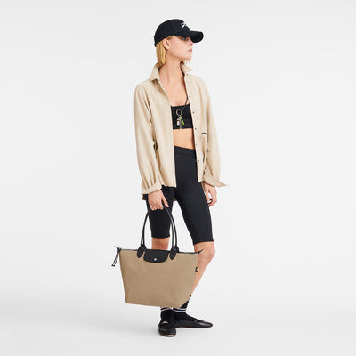 Shopping bag L Le Pliage Energy , Tela riciclata - Argilla