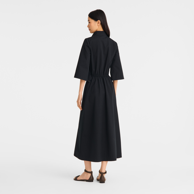 Midi dress , Black - Cotton poplin  - View 4 of  4