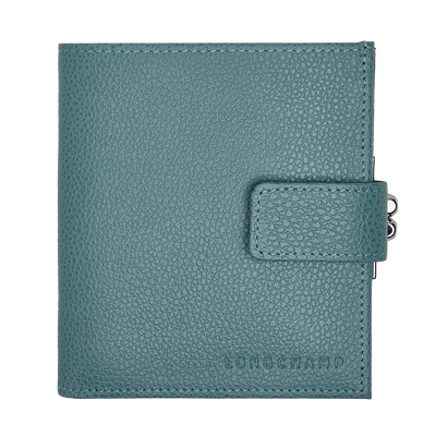 Le Foulonné Compact wallet , Eucalyptus - Leather