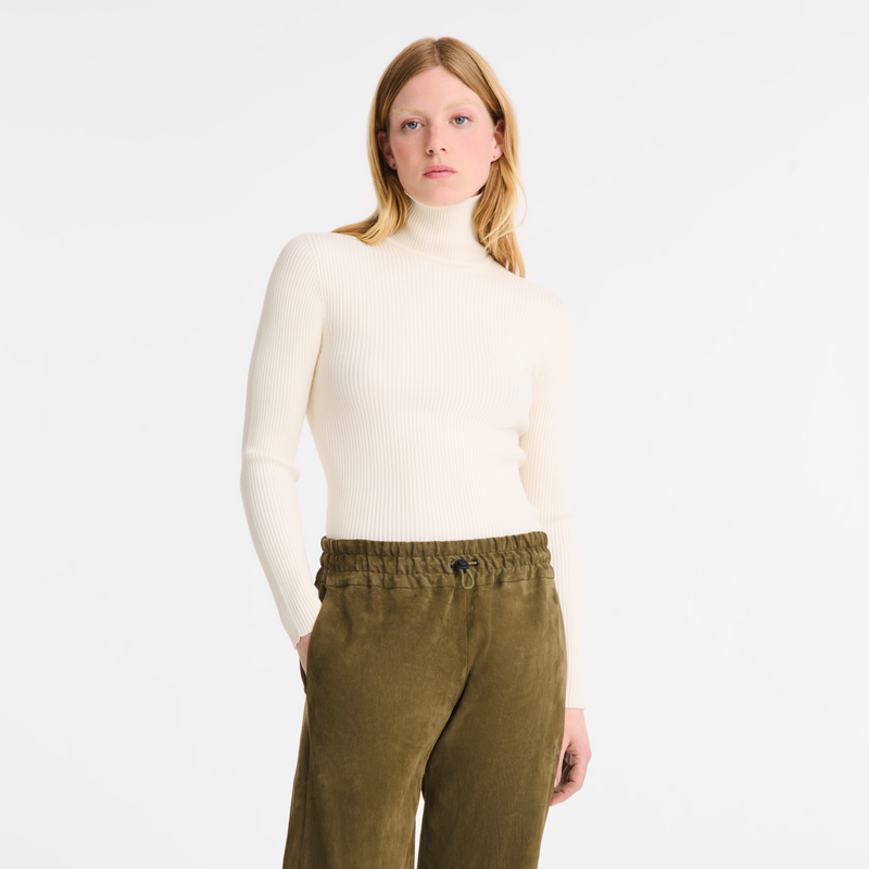 High collar fitted jumper , Ecru - Knit  - View 4 of 5