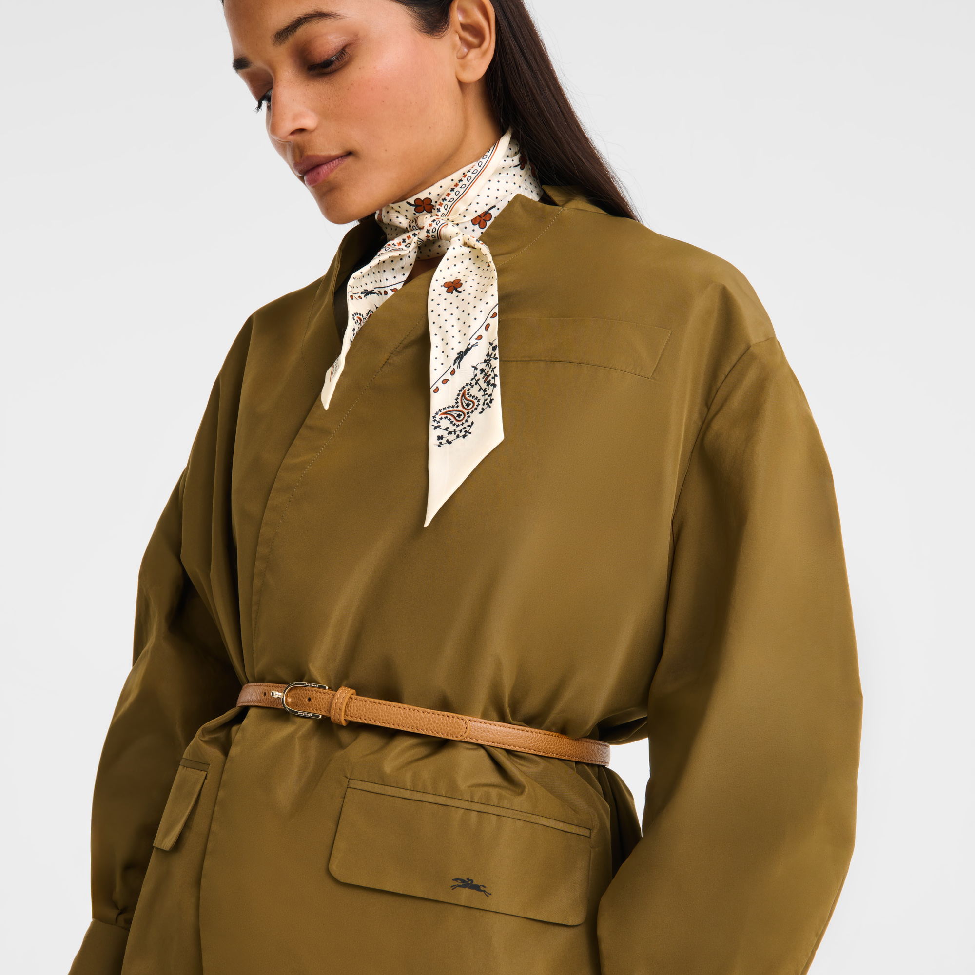Kimono jacket Olive - Techno taffeta | Longchamp US Kimono jacket Olive - Techno taffeta | Longchamp US
