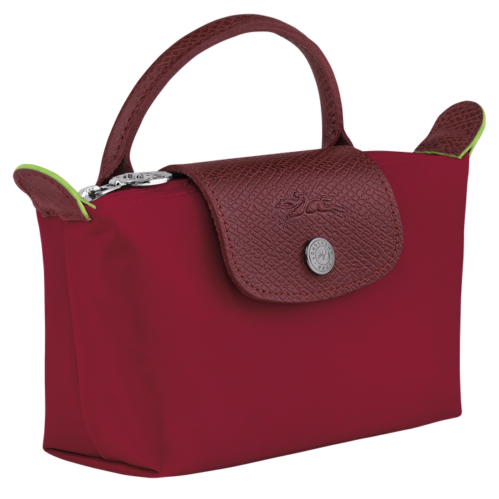 Le Pliage Green Pouch with handle, Red