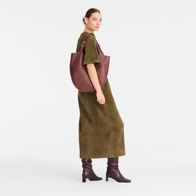 Le Foulonn&eacute; Shopper XL , Koffie - Leder