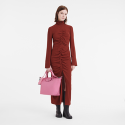 Le Pliage Xtra Tas met handgreep aan de bovenkant L , Roze - Leder