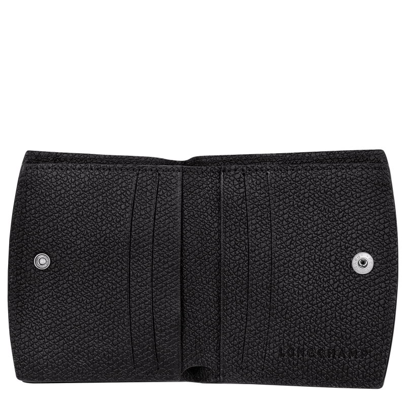 Brieftasche im Kompaktformat Le Roseau , Leder - Schwarz  - Ansicht 3 von 4