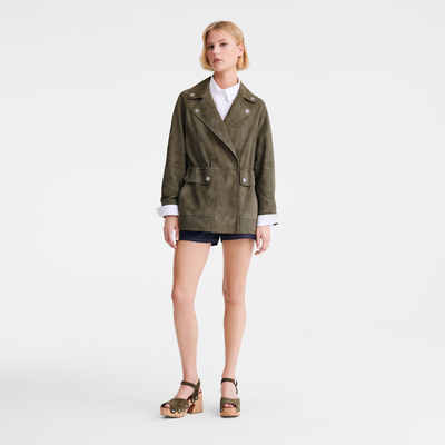 Safari jacket , Khaki - Leather
