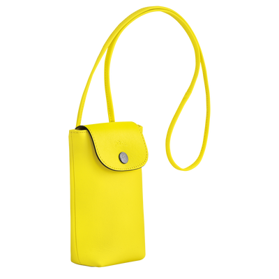 Le Pliage Xtra Phone case with leather lace, Lemon