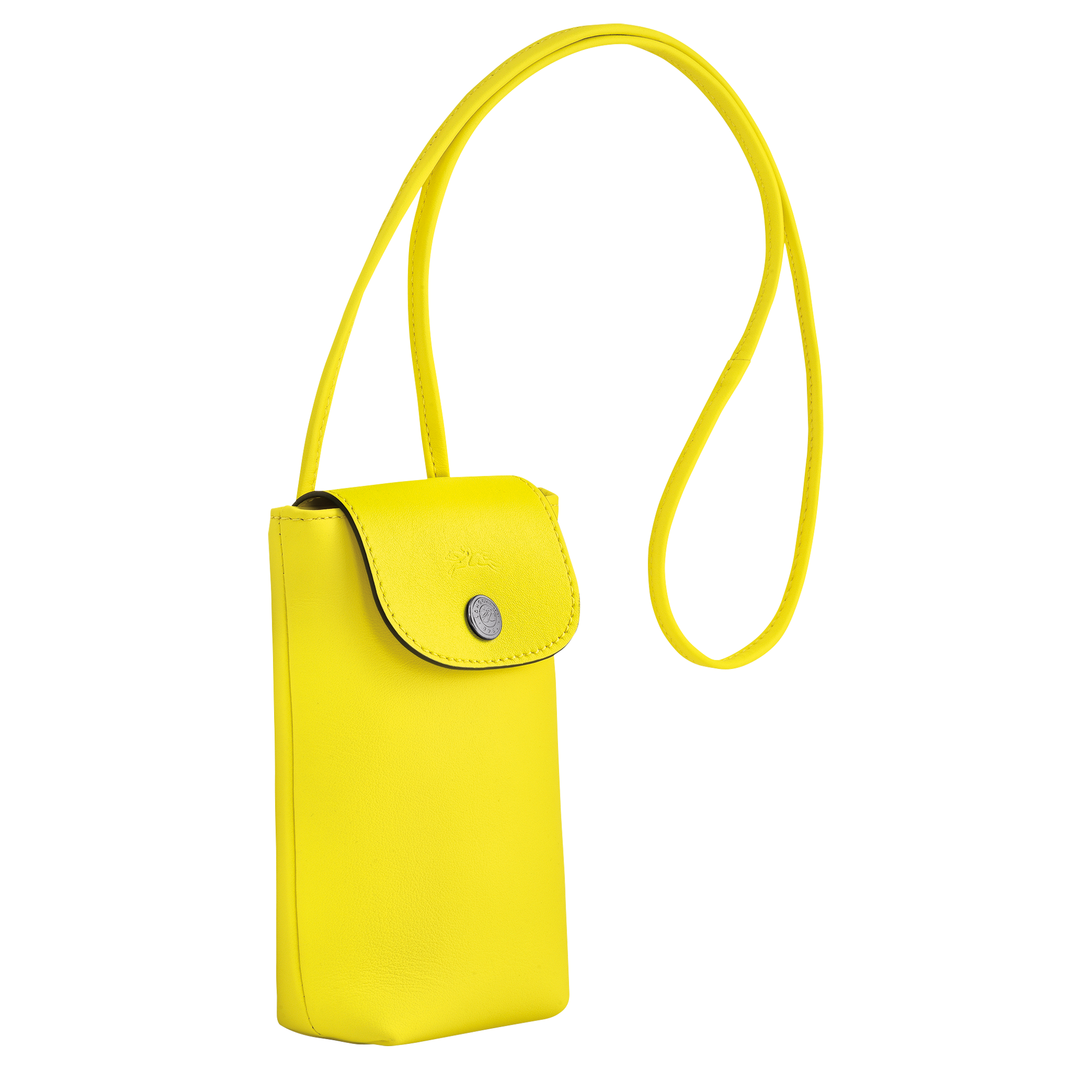 Le Pliage Xtra Phone case with leather lace, Lemon