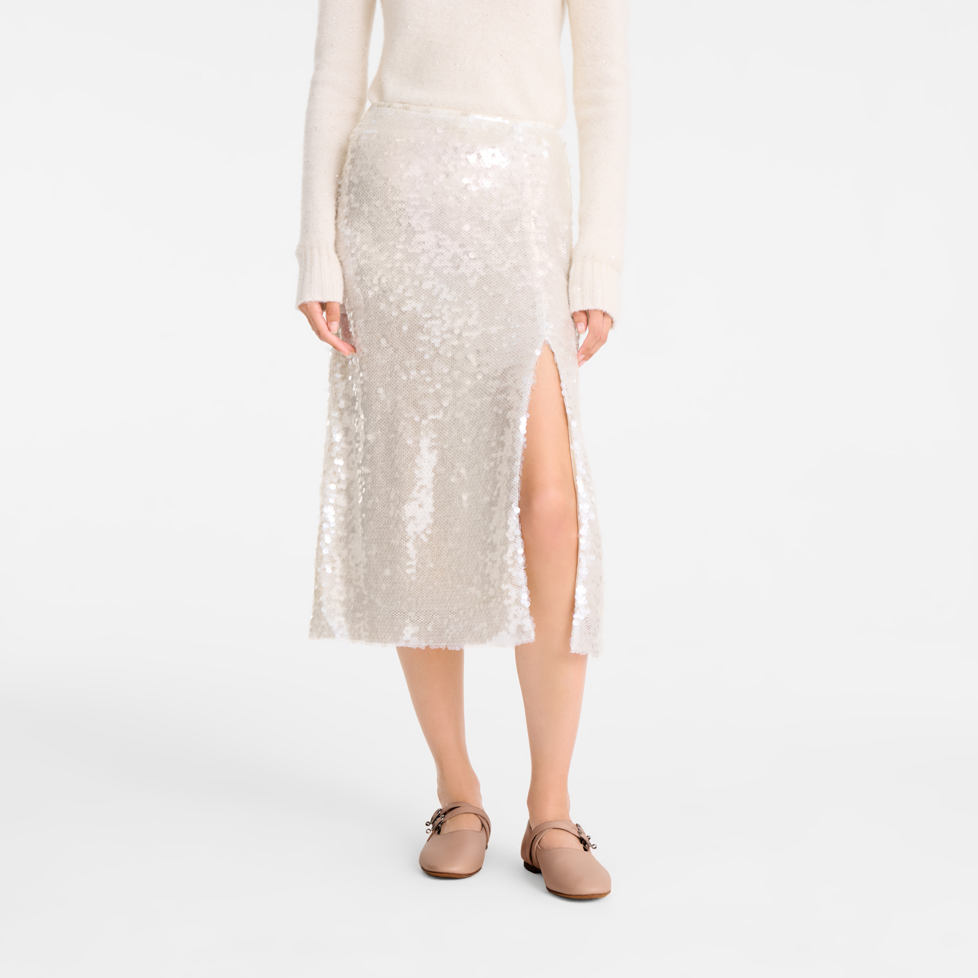 null Midi skirt, Ivory