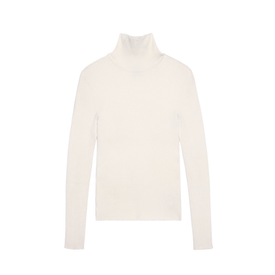 하이 칼라 피티드 점퍼 , 에크루 - 니트
