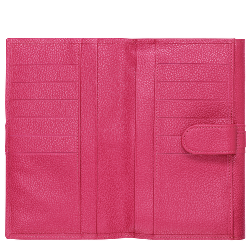 Portefeuille long à rabat, 018 Rose Portefeuille long à rabat, 018 Rose, hi-res