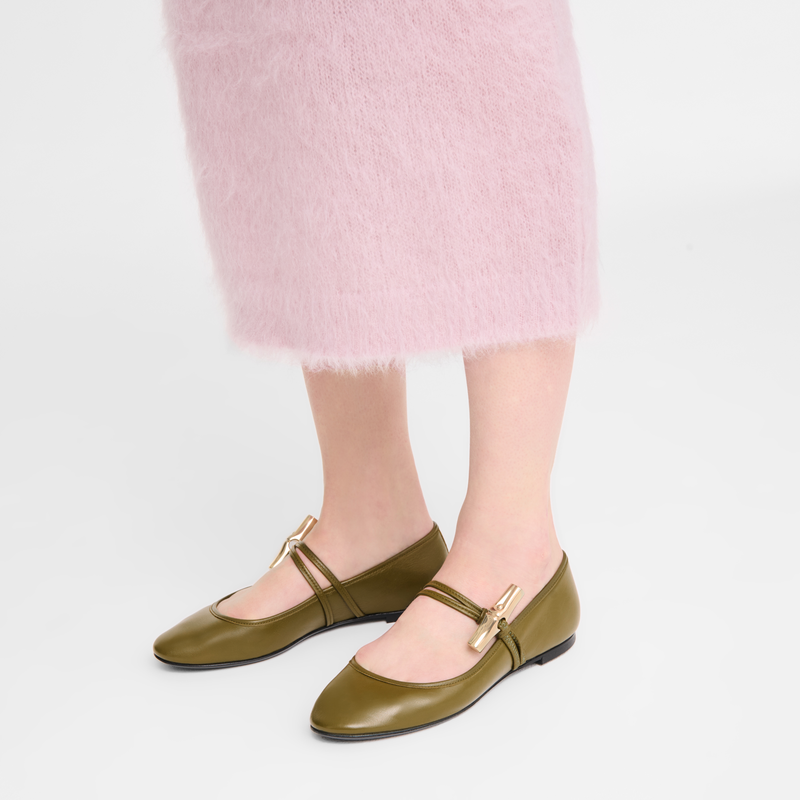 Ballerinas Le Roseau , Leder - Olivgrün  - Ansicht 4 von 4