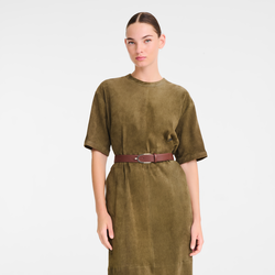 Ladies' belt , Coffee - Leather