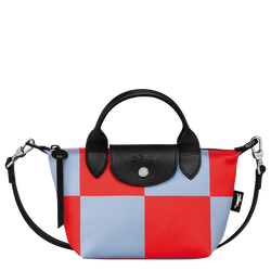 Le Pliage 系列 手提包 XS , 天藍色 / 紅色 - 帆布