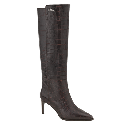 Bottes &agrave; talon Elan , Cuir - Moka