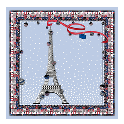 Carré de soie 50 Tour Eiffel Noël Longchamp , Soie - Ciel