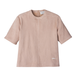 Short leather top , Pink - Leather