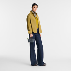 Le Pliage Green Pouch with handle , Graphite - Recycled canvas