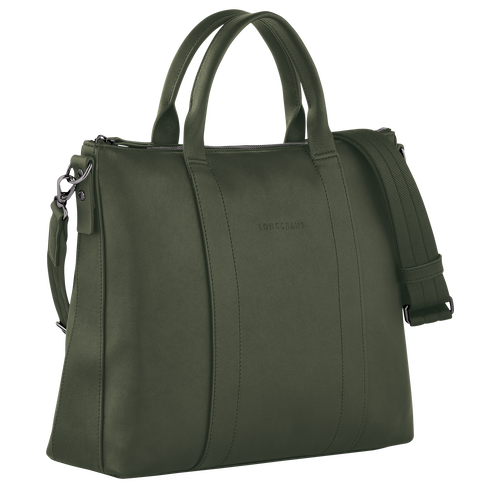 Longchamp 3D Briefcase , Khaki - Leather - View 2 of  4