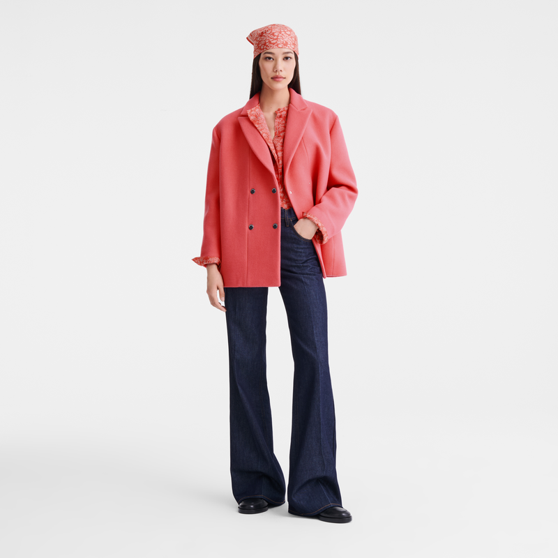 Straight peacoat , Blush - Wool broadcloth  - View 2 of 5