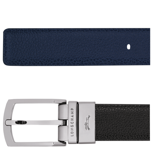Le Foulonné Men's belt , Black/Navy - Leather - View 2 of  4