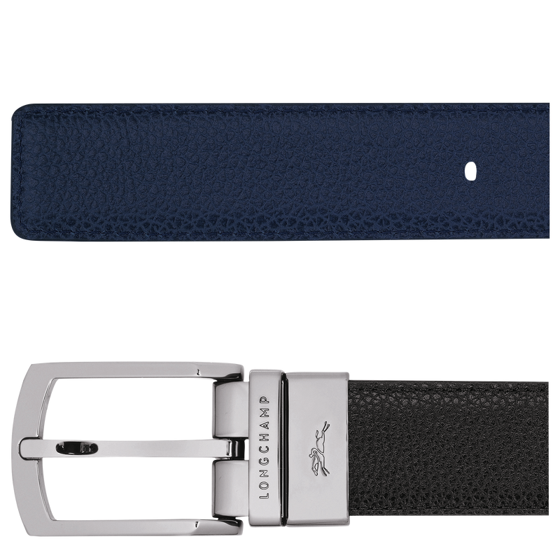 Le Foulonné Men's belt , Black/Navy - Leather  - View 2 of  4