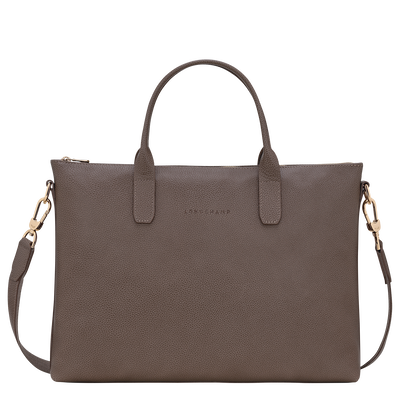 Le Foulonné S Briefcase , Taupe - Leather