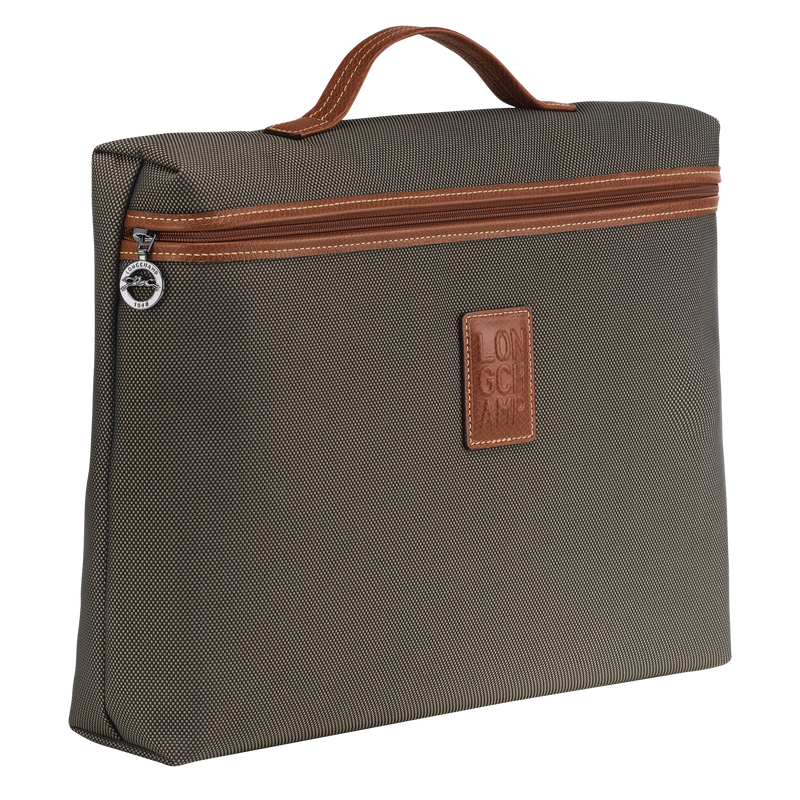 Boxford S Briefcase , Brown - Recycled canvas  - View 3 of 4