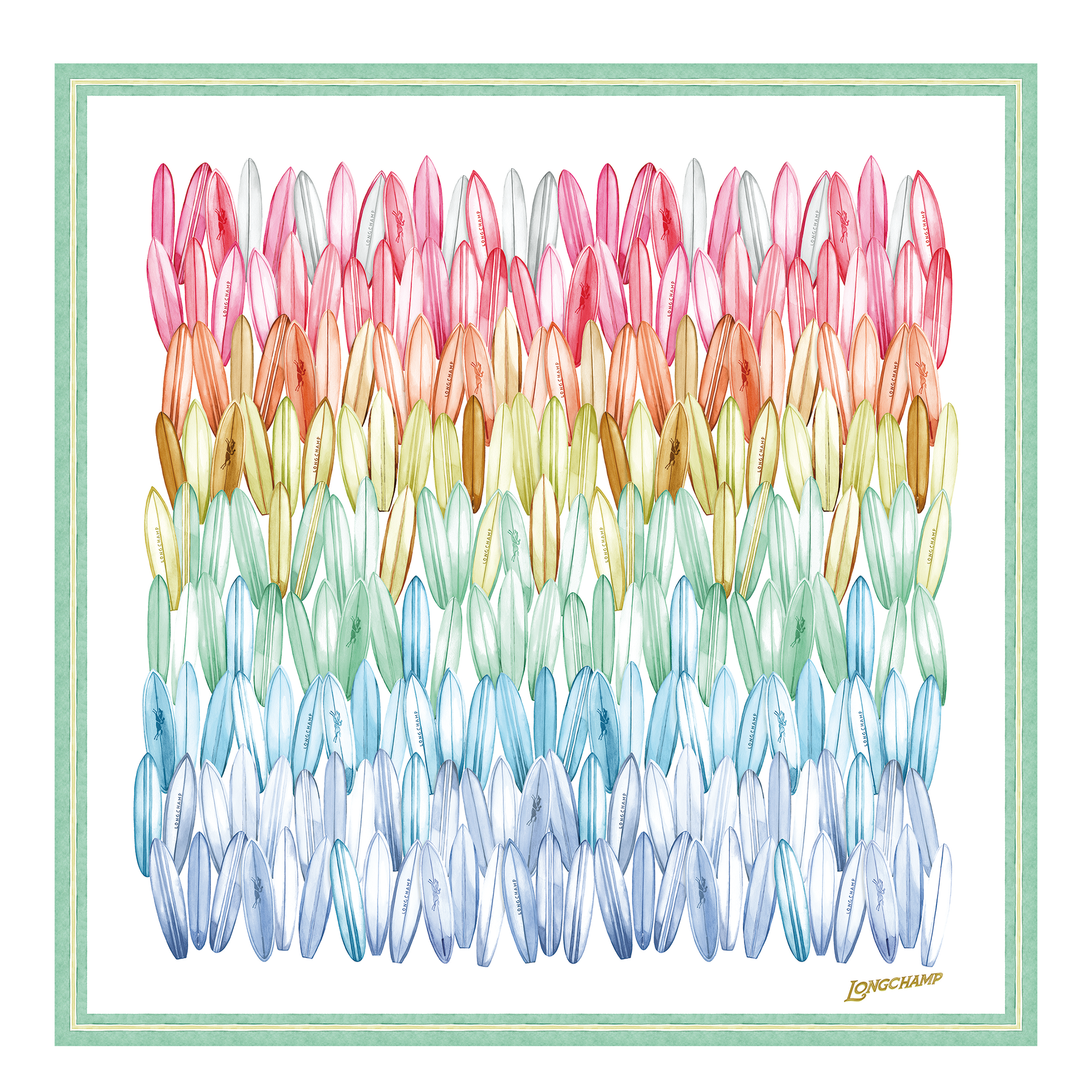 Cama&iuml;eu de Surf Silk scarf 90, Rainbow