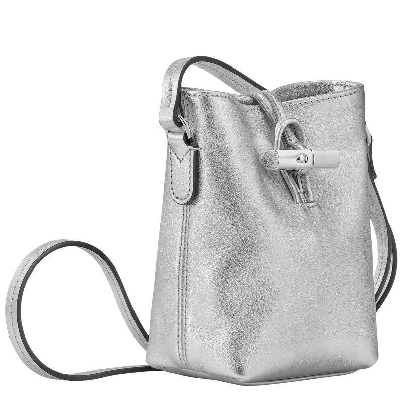 Le Roseau XS Crossbody bag , Silver - Leather  - View 3 of  5