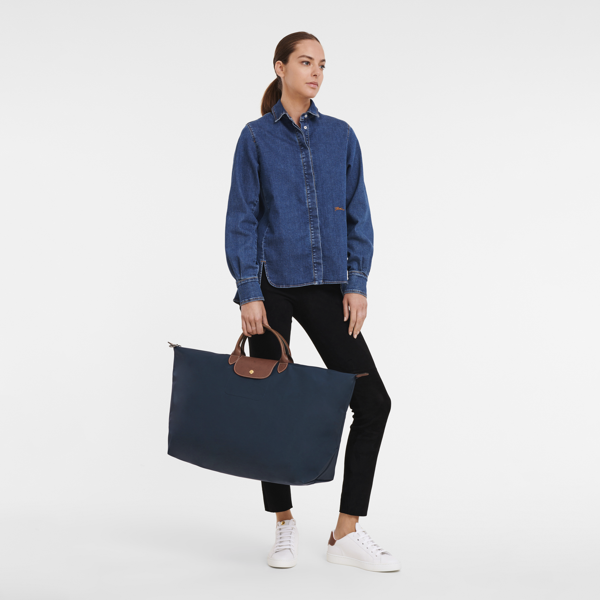 Le Pliage Original Bolsa de viaje M Lona reciclada - Azul Marino | Longchamp ES