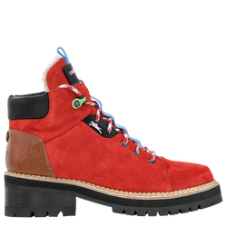 Le Pliage baroudeuse Boots , Red - Leather