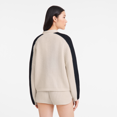 null Jersey con cuello tipo polo, Crudo