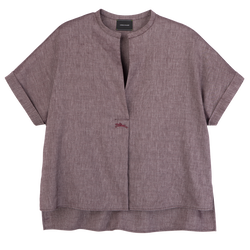 Shirt , Burgundy - Linen