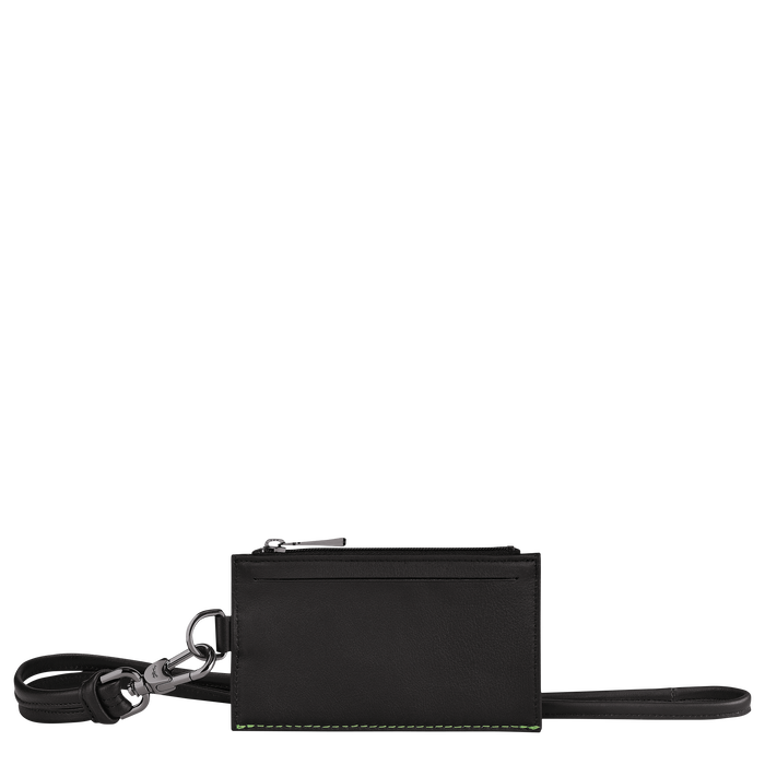 Longchamp 3D Coin purse with necklace, Black