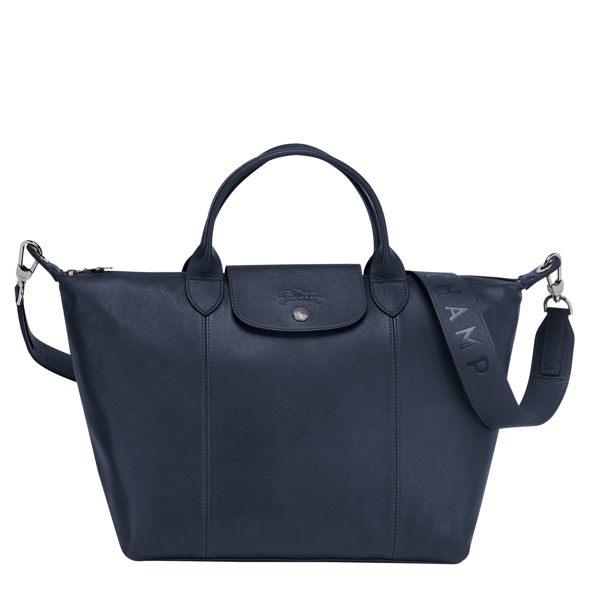 longchamp le pliage cuir small leather top handle tote