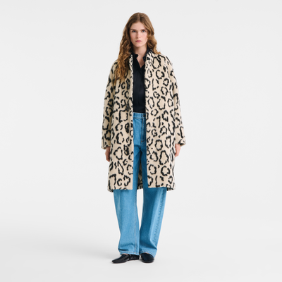 Manteau , Alpaga jacquard - Beige/noir