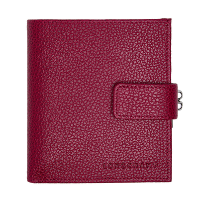 Le Foulonné Compact wallet , Beetroot - Leather