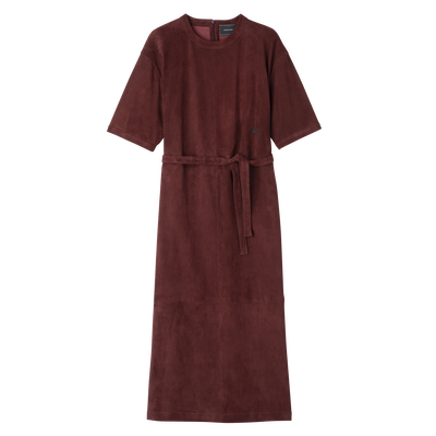 Robe longue en cuir , Cuir - Bordeaux