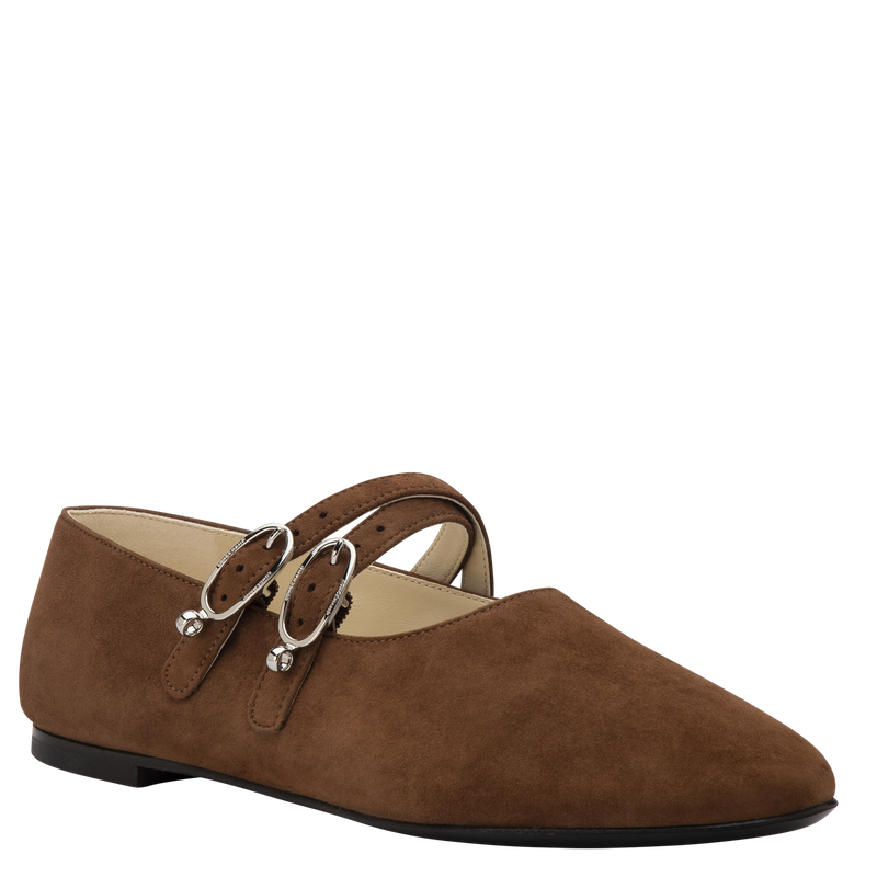 Le Foulonné Ballerinas , Coffee - Leather  - View 3 of  5