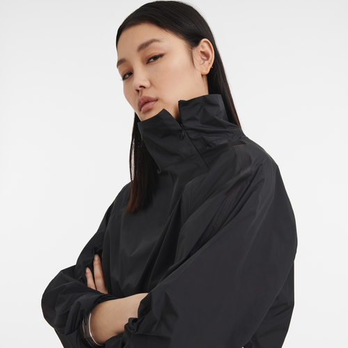 Black matte satin blouson jacket