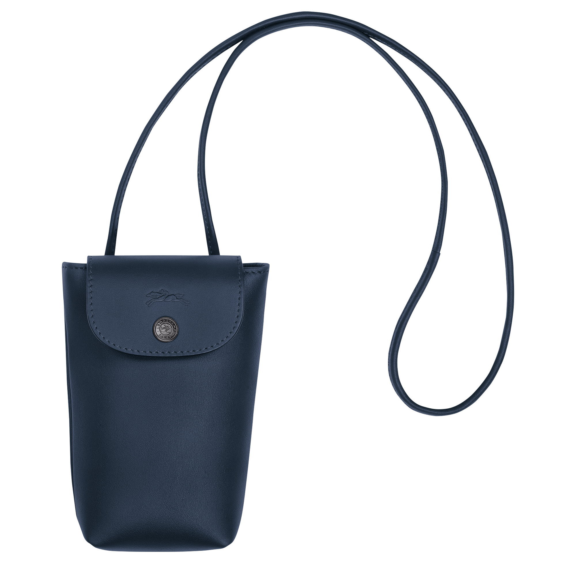 Light blue phone pouch with shoulder strap