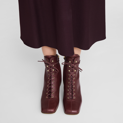 Stiefelette mit hohem Absatz La Patineuse , Leder - Bordeaux