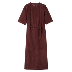 Leather long dress , Burgundy - Leather