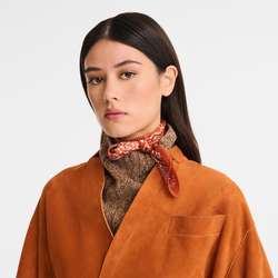 French Bandana Silk scarf 50 , Brick - OTHER
